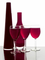 red wine and bottles