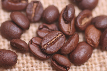 coffee beans at a textile background