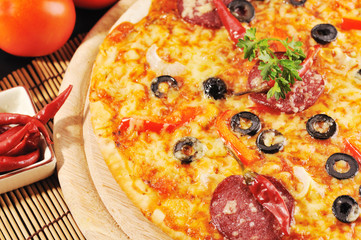 Tasty pizza on  plate