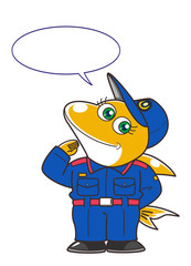 消防隊員（女性）のキャラクター（イルカ）　　