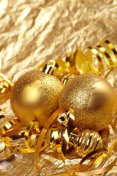 Gold Christmas balls.