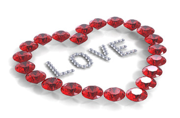 Heart of diamonds with word love