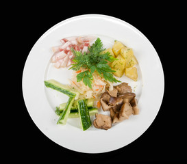 potato, fat and vegetables