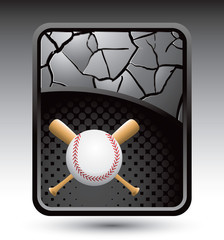 baseball with bats gray cracked background