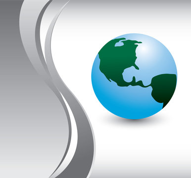 earth globe vertical silver wave background