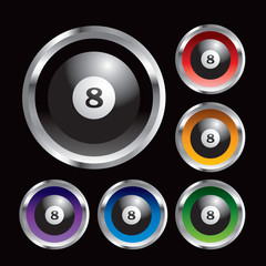 eight ball round multicolored web icons