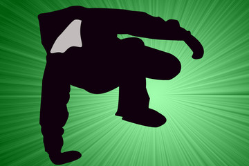 Breakdancer Dancing with mittens Silhouette illustration.