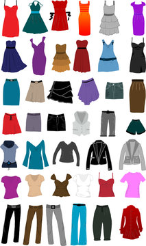 large collection of clothes for women