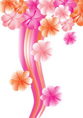 orange punk flowers frame vector illustration