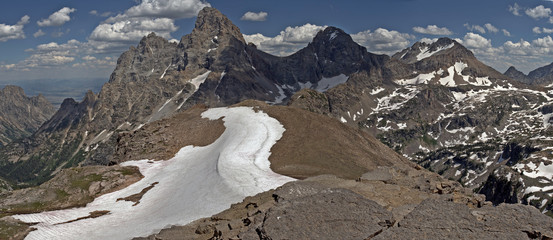 The top of the Grand Teton seen from Table mountain. USA