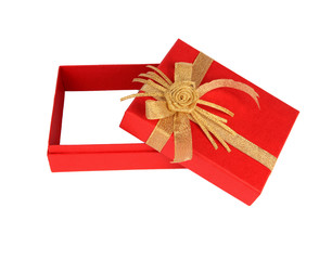 Empty gift box over white background
