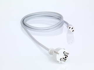 european isolated white powercord