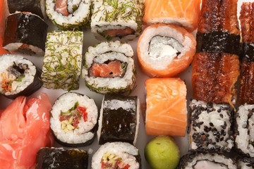 Different types of sushi.