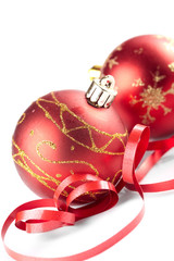 Christmas balls on the white background