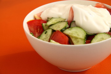 tasty vegetable salad of cucumbers and tomatoes