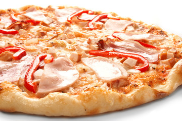 Pizza with pepper and ham