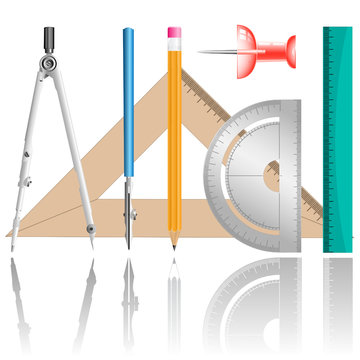 vector icons of drawing instrument. All layers are grouped.