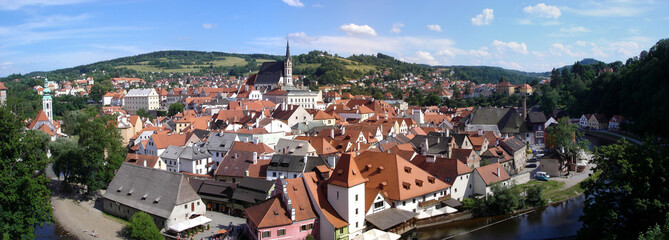 Stitched panorama of Cesky Krumlov in Czech Republic