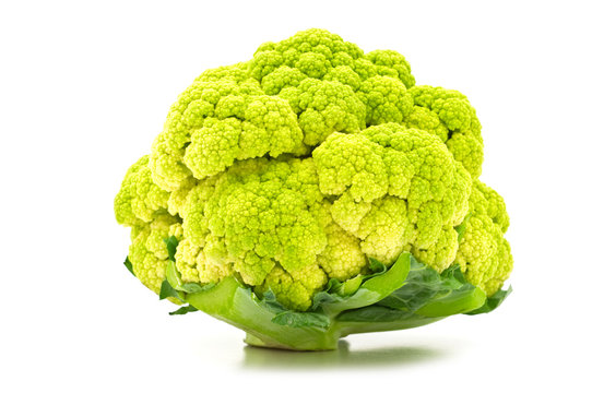 green cauliflower on white background