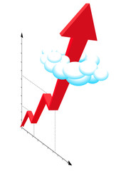 diagram arrow in clouds