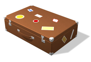 Classic travel suitcase with stickers