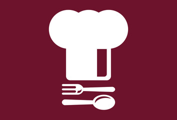 vector symbol of a chef's hat with a spoon and a fork