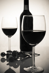 bottle of wine and wineglasses