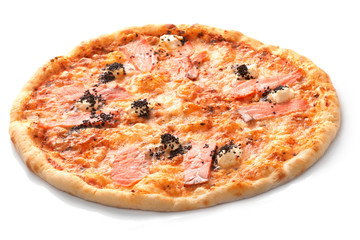 Pizza with grilled salmon