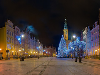 Fototapeta premium Gdansk Town Hall at night