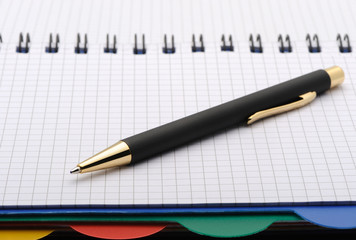 Notebook - organizer with the stylish pen.Color bookmarks