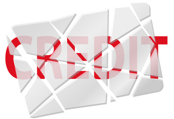 Broken card symbol of bad credit debt