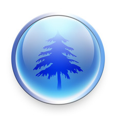 blue glossy button - tree