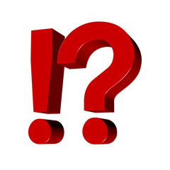 3d red exclamation amd question mark
