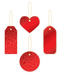 Collection of labels with hearts. Vector illustration