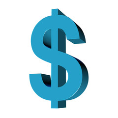 3D blue dollar symbol
