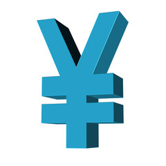3D Blue Yen Symbol
