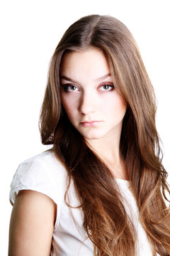 beautiful make-up, brunette young woman