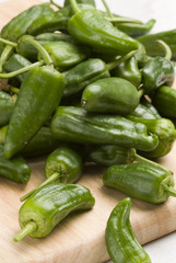 Green peppers. Spanish cuisine. Pimientos de Padrón.