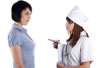 The young charming staff nurse with  patient