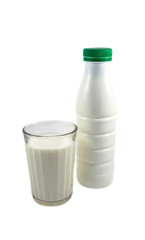 Bottle and glass with fresh milk