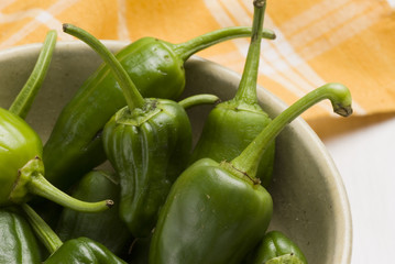 Green peppers. Spanish cuisine. Pimientos de Padrón.