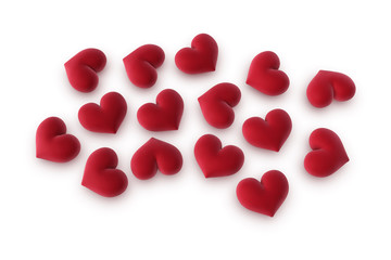 red hearts on white background
