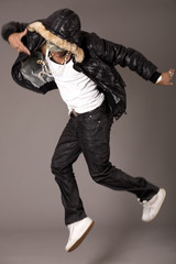 Hip pop dancer jumping