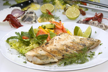 Grilled pikeperch