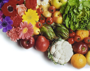 fruit, vegetables and flowers