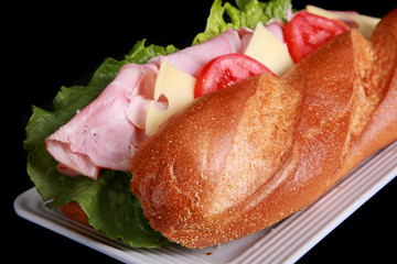 Front focus on a classic submarine sandwich