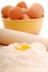 Eggs and flour for making pasta