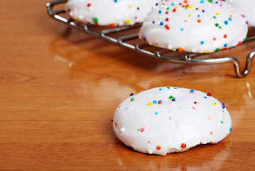 meringue cookies on a wooden table