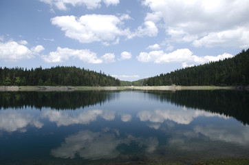 lake and mountain reflection