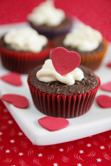 cakes with red heart